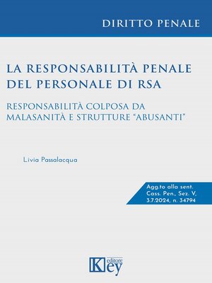 cover image of La responsabilità penale del personale di RSA